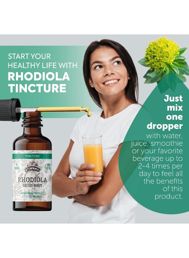 FLORIDA HERBS Rhodiola Tincture, Organic Rhodiola Extract (Rhodiola Rosea) Dried Root Health Supplement, Non-GMO in Cold-Pressed Organic Vegetable Glycerin 2 oz, 670 mg - Image 3